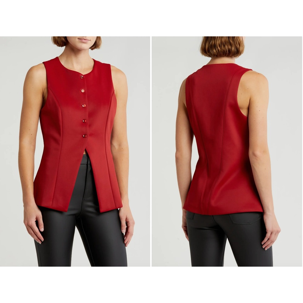 Hudson‎ Scuba Crepe Tuxedo Vest Red Dahlia Size Medium